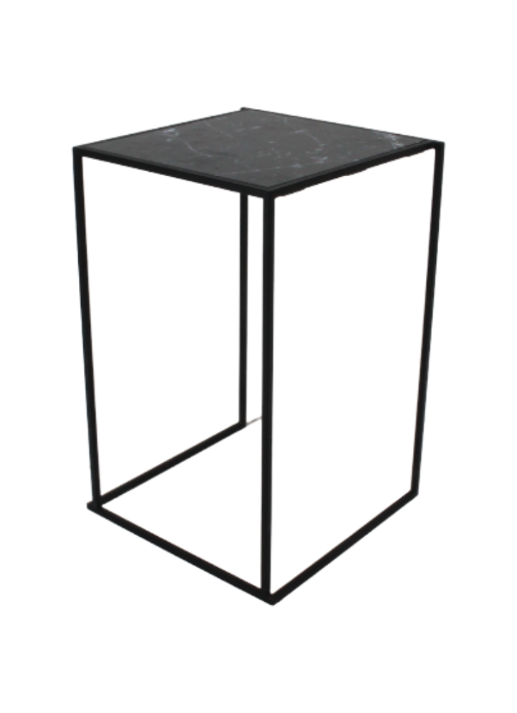 Bartafel frame zwart + blad Marble 70x70cm