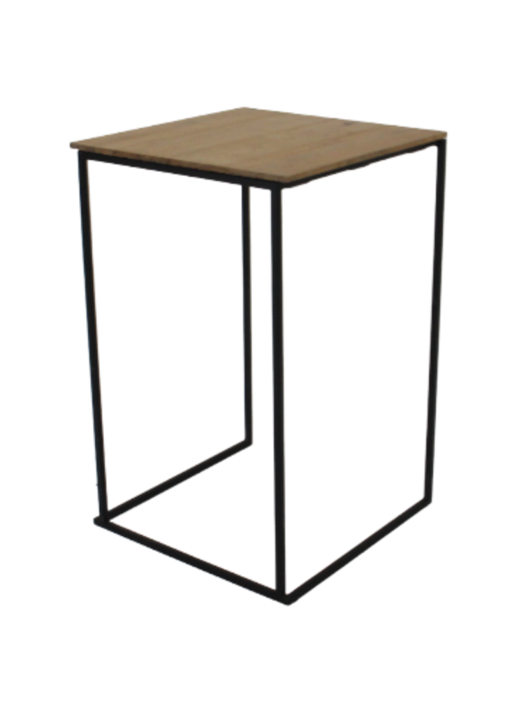 Bartafel frame zwart + blad Wood 70x70cm