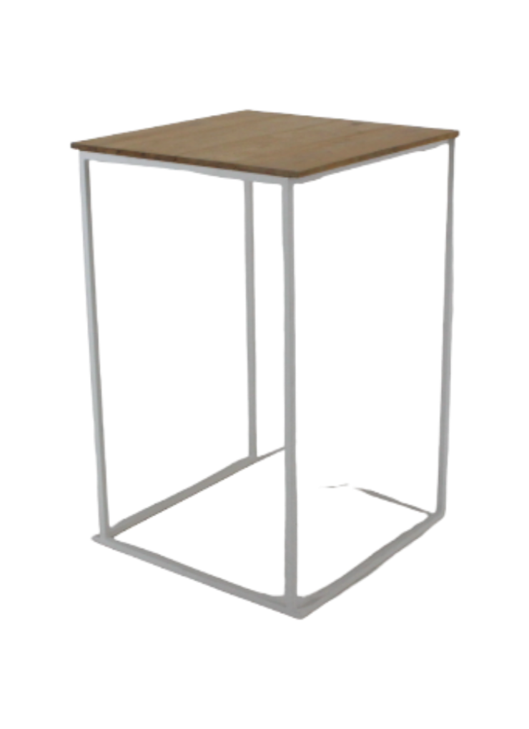 Bartafel frame wit + blad Wood 70x70cm